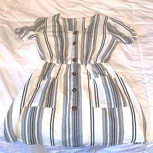 vertical black and white stripe dress